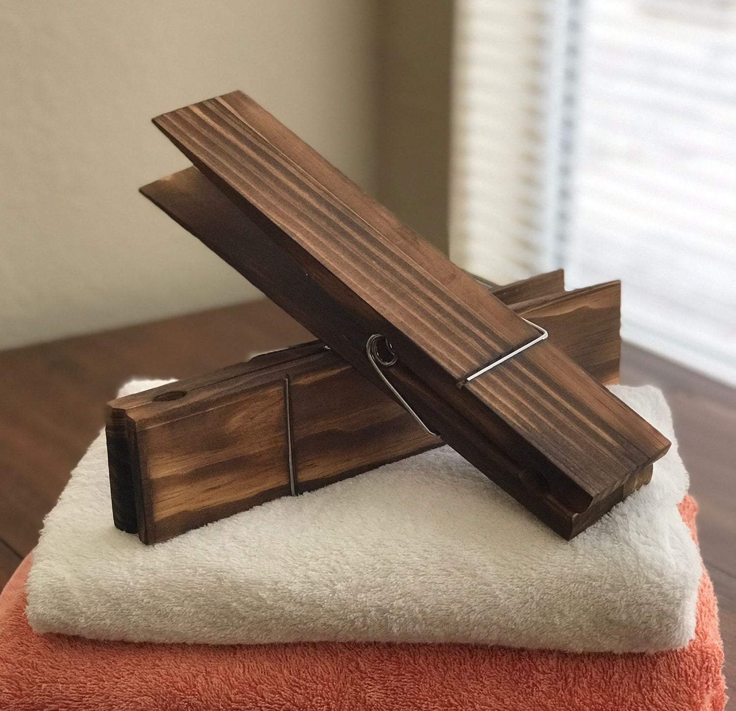brown rustic jumbo clothespin towel holders, farmhouse towel racks, giant clothespin kitchen towel holderbath towel holder